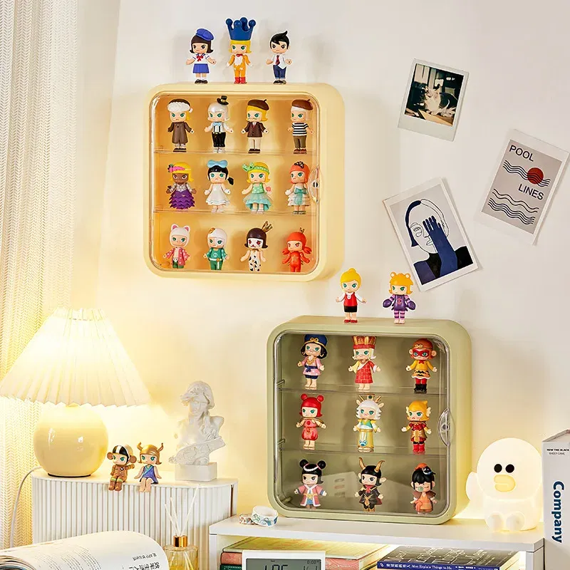 Wall-mounted Dolls Blind Box Organizer Display Rack Magnetic Bubble Mate Hand-do Display Case Dust Dolls Blind Box Organizer