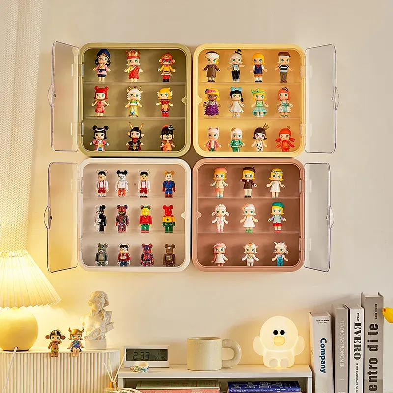 Wall-mounted Dolls Blind Box Organizer Display Rack Magnetic Bubble Mate Hand-do Display Case Dust Dolls Blind Box Organizer