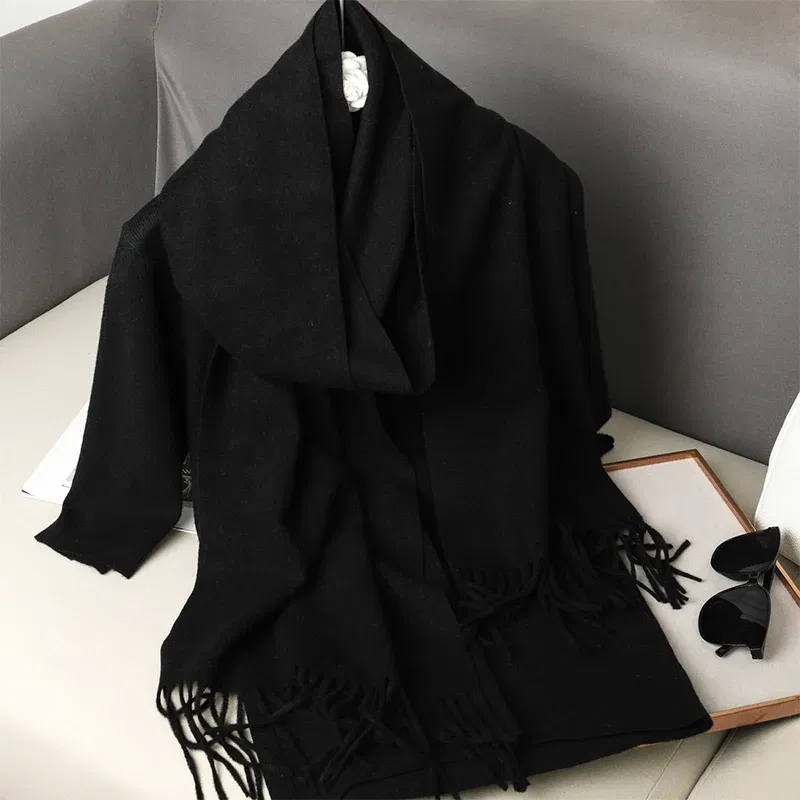 Color: MULTI - New 62 Color Winter Scarf For Women Long Warm Cashmere Scarves Hijab Solid Lady Shawl Wrap Female Pashmina Bandana Head Scarfs