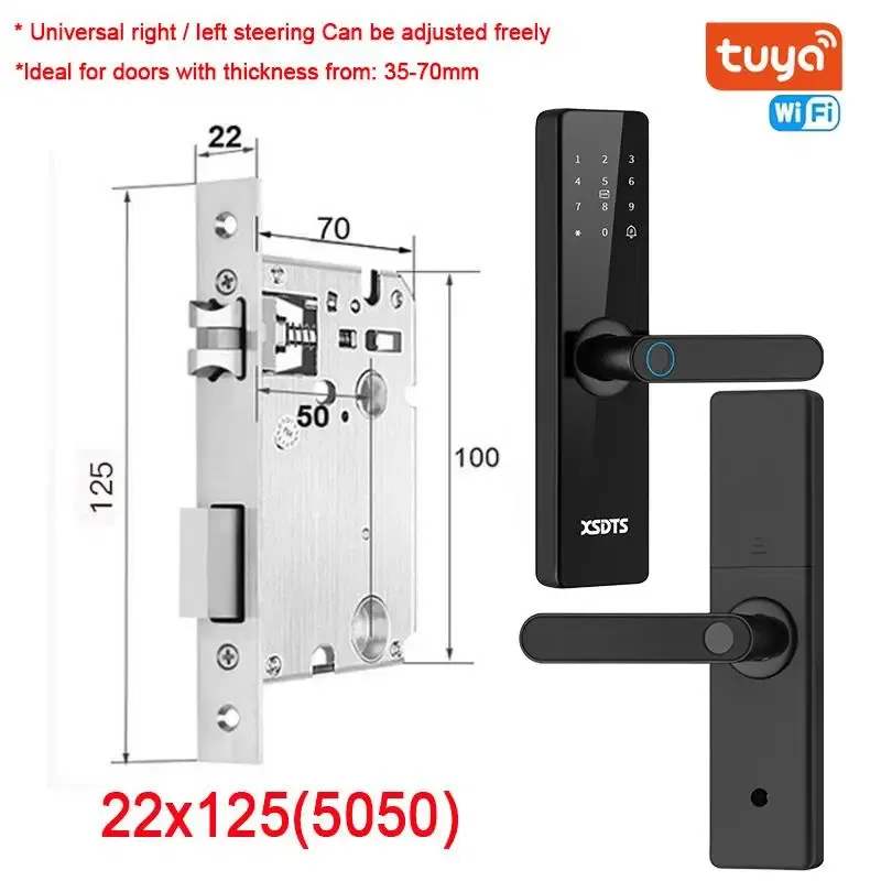 Color: black, Ships From: CHINA - New! Tuya Wifi Electronic Smart Door Lock With Biometric Fingerprint / Smart Card / Password / Key Unlock/ USB Emergency Charge