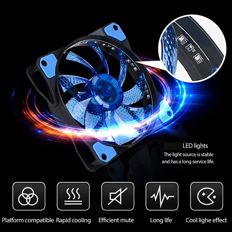 Color: green, Blade Color: WHITE, RGB Support: Fixed Color - 12CM RGB LED PWM Light Heat Dissipation Fan 12V DC 15 33 Lights Computer Case Cooling Fan