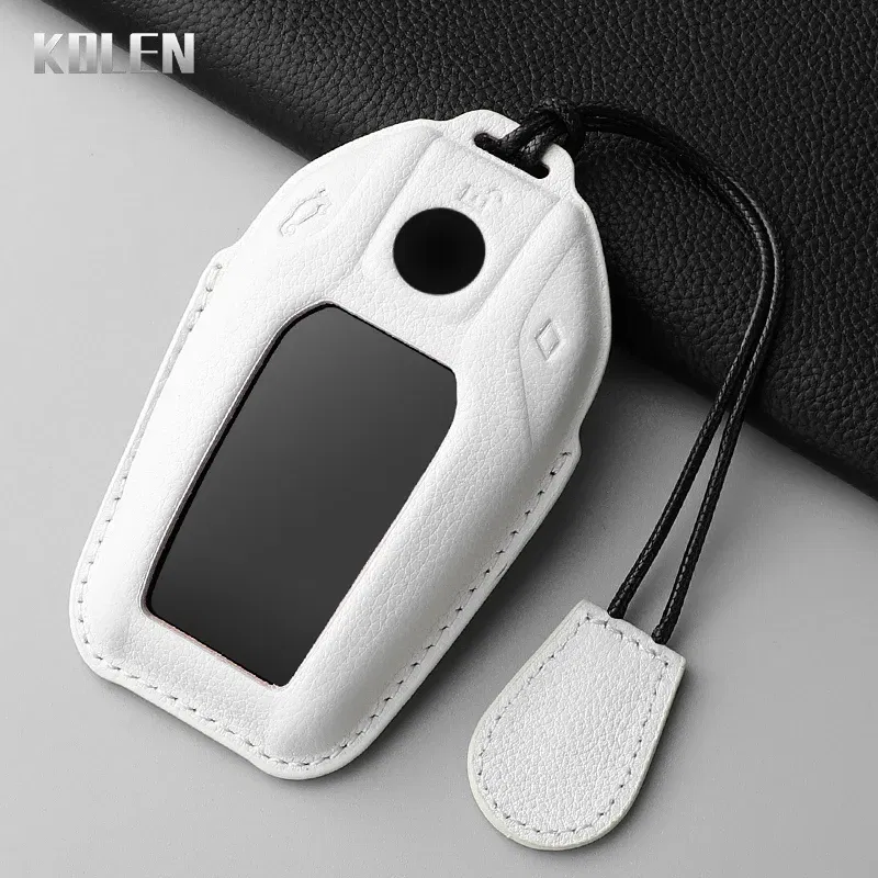 Color Name: Red - Dermis Leather Car LED Display Key Case Cover Shell For BMW 5 7 Series X3 X4 X5 X7 G30 G31 G11 G12 G01 GT G32 i8 Fob Accessories