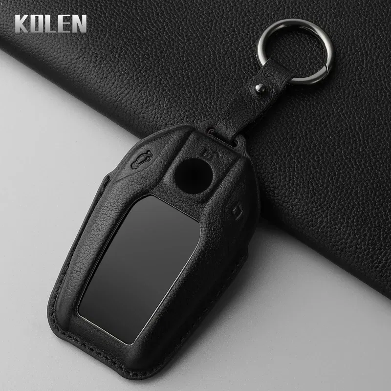 Color Name: Red - Dermis Leather Car LED Display Key Case Cover Shell For BMW 5 7 Series X3 X4 X5 X7 G30 G31 G11 G12 G01 GT G32 i8 Fob Accessories