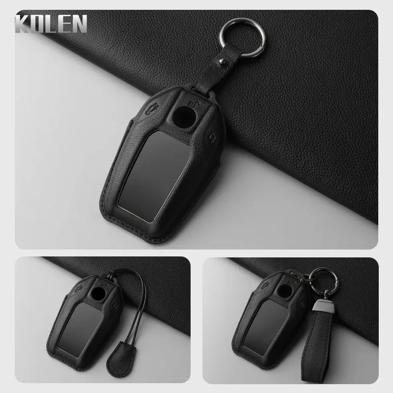 Color Name: Red - Dermis Leather Car LED Display Key Case Cover Shell For BMW 5 7 Series X3 X4 X5 X7 G30 G31 G11 G12 G01 GT G32 i8 Fob Accessories