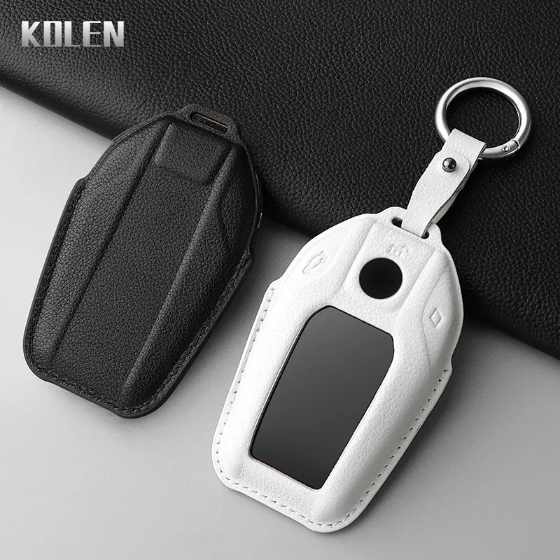 Color Name: Red - Dermis Leather Car LED Display Key Case Cover Shell For BMW 5 7 Series X3 X4 X5 X7 G30 G31 G11 G12 G01 GT G32 i8 Fob Accessories