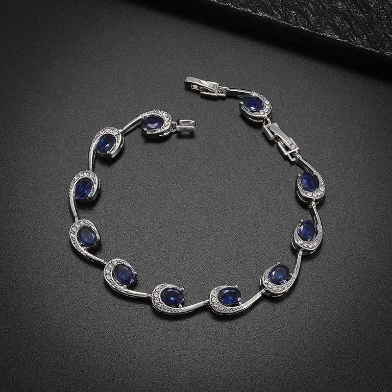 Metal Color: MULTI - Fashion Exquisite Color Crystal Inlaid Ladies Charm Bracelet Engagement Wedding Jewelry
