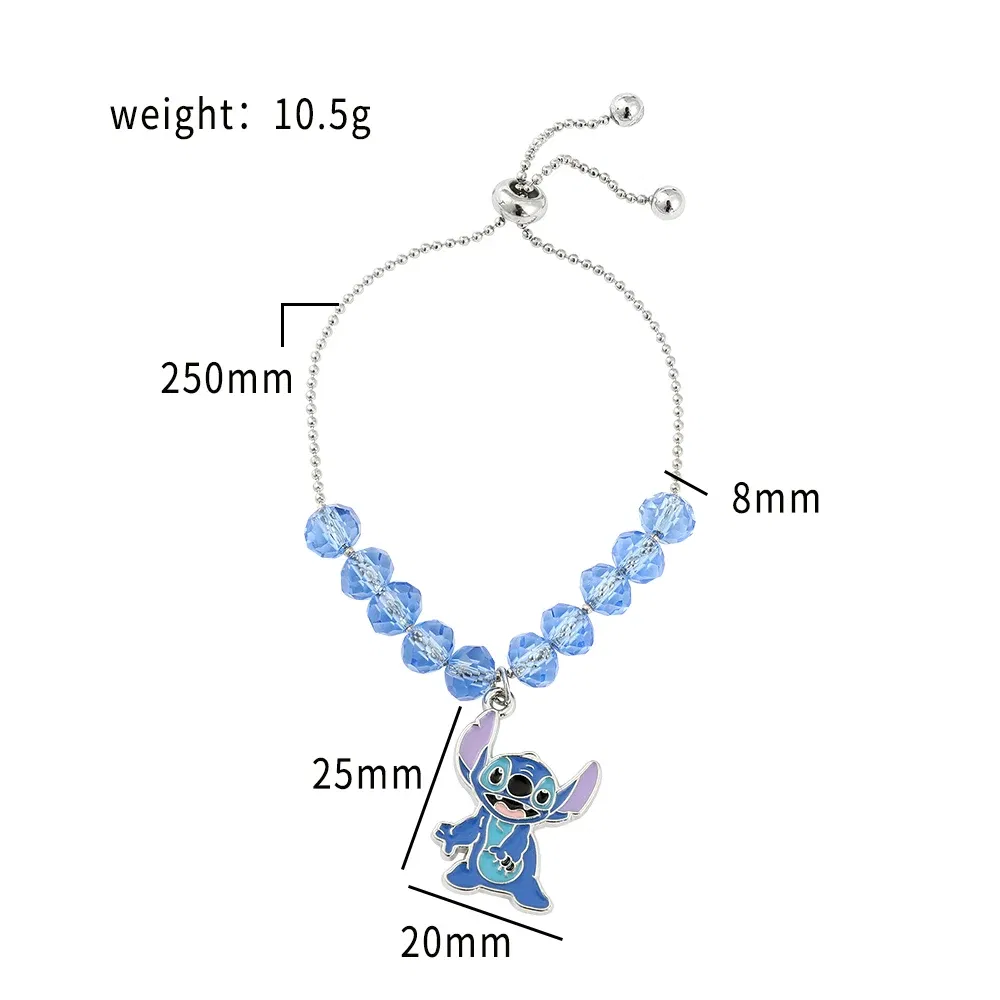 Metal Color: REDDISH BROWN, Ships From: CHINA - Disney Stitch Jewelry Cartoon Film Lilo & Stitch Pearl Bracelet for Women Cute Stitch Luxurious Charms Bangle for Girl Gifts