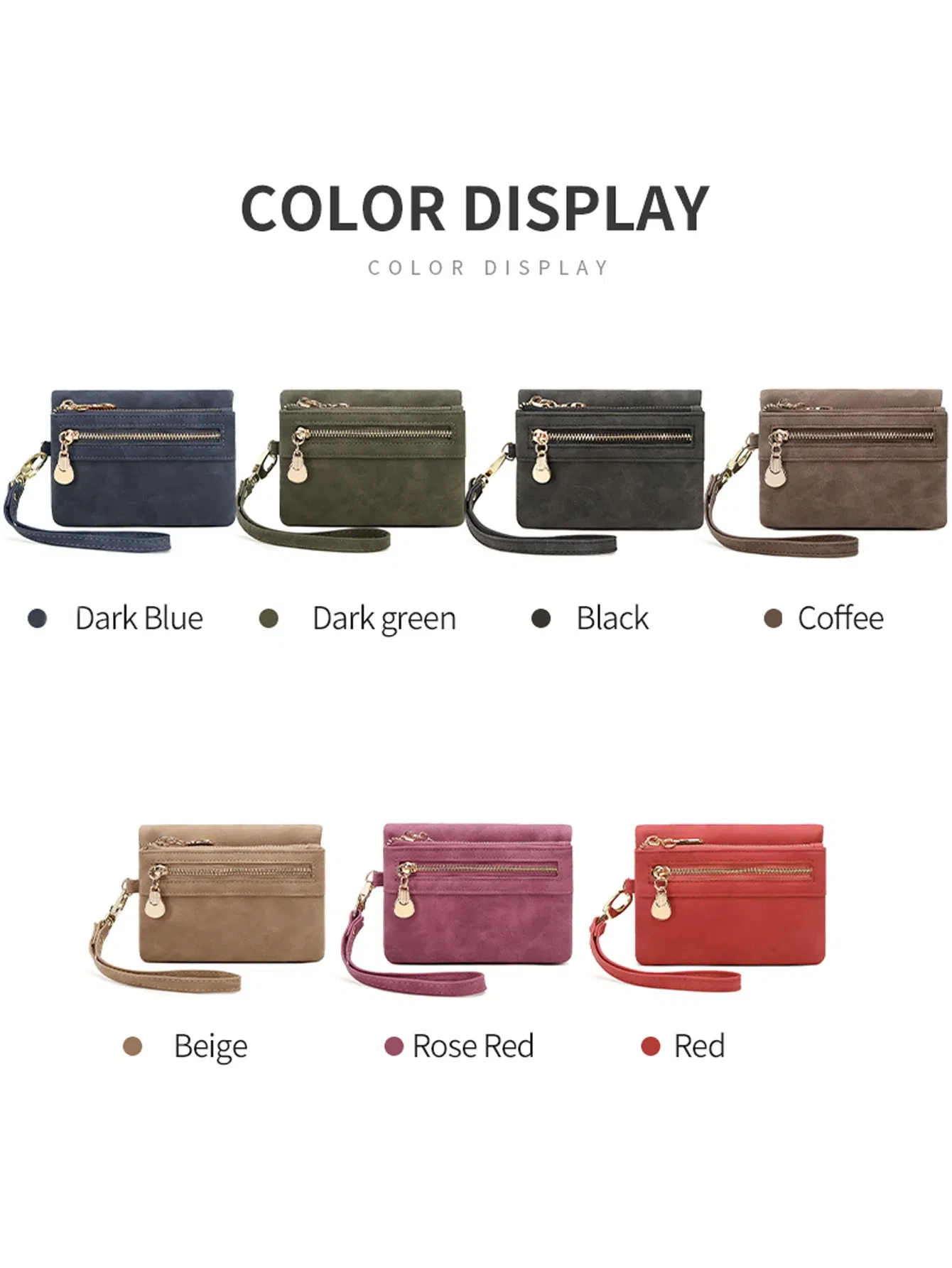Color: army green - Retro foldingzipper wallet high-quality PUleather portablemultifunctional women's walletfashionable withID card window wrist bag