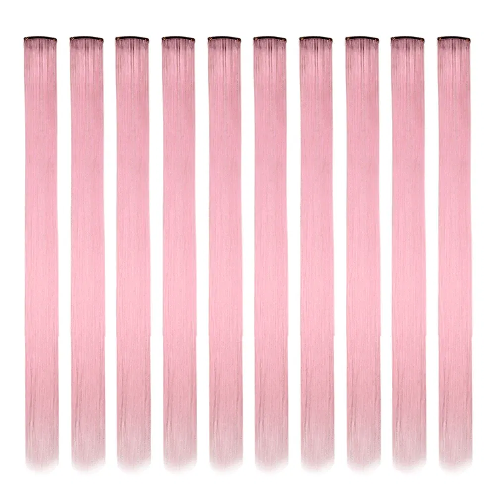 Color: T1B/27, Stretched Length: 22inches, Ships From: CHINA - Synthetic 10 Pcs Straight Hair Extensions Clip in Hairpieces 22 Inch Hightlight Colorful Hair for Women Party Cosplay Gifts