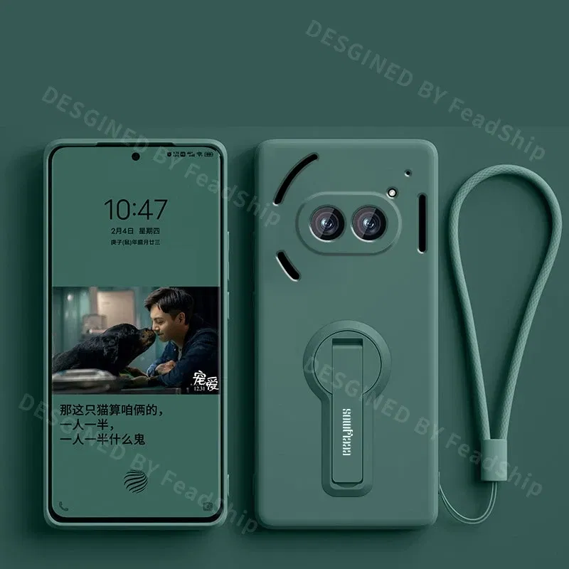Color: Blue, Material: CANVAS - Liquid Silicone Case For Nothing Phone 2A Plus 3A Soft Cover Shockproof Protective Phone Case with Holder Screen Film