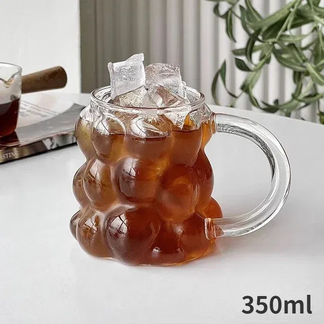 Color: Pink, Capacity: 301-400ml - Transparent Heat Resistant Glass Coffee Mug Glass Latte Cup Breakfast Mug Milk Water Cocktail Glass Cup Beer Drinking Glasses