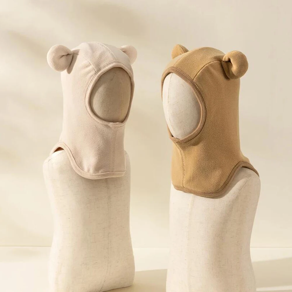 Color: Brown, Size: One Size - Baby Hats Scarf Set Winter Toddler Polar Fleece Balaclavas Infant Cute Ear Protection Beanies Boys/Girls Warm Caps Scarf Set