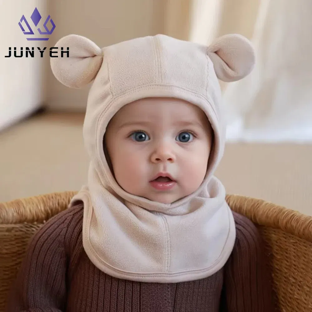 Color: Brown, Size: One Size - Baby Hats Scarf Set Winter Toddler Polar Fleece Balaclavas Infant Cute Ear Protection Beanies Boys/Girls Warm Caps Scarf Set