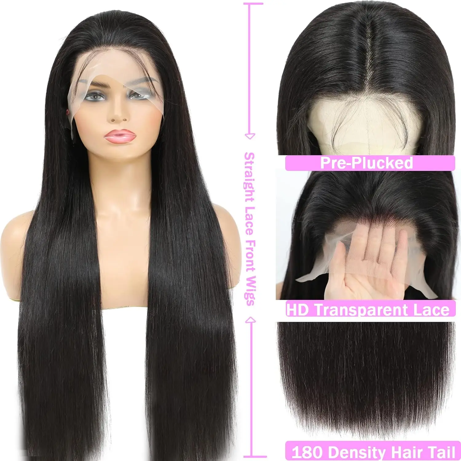Color: T1B/613, Stretched Length: 28inches, Density: 250%, Lace Size: 13x4 - 26 28 30 180%straight hd lace frontal human hair wigs 13x4 HD Lace Frontal Human Hair Wigs For Women? 100% human hair pre-cut wig