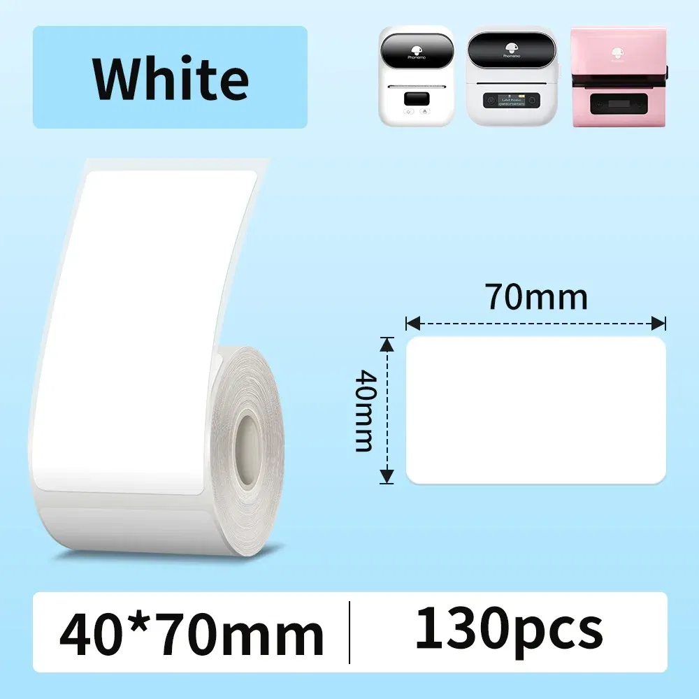 Color: Light Silver - Phomemo Label Maker Paper M110 Label Adhesive Paper White Waterproof Thermal Sticker for M110 M221 M200 M220 Portable Printer