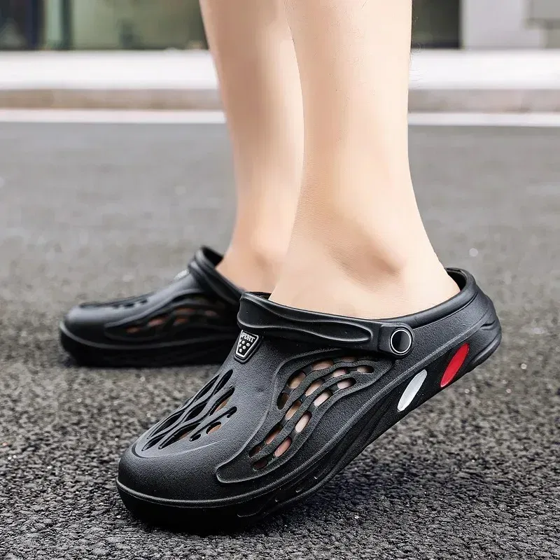 Color: WHITE, Shoe Size: 37 - Clogs Men Sandals Men Shoe Summer Fang Man Hoof Thongs Stamp Garden Beach Black Big Size Slippers for Men's Shoes Zapatos Hombre