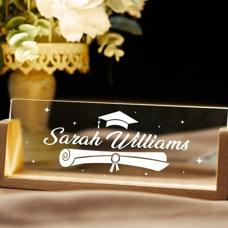 Personalized Office Desk Name Plate Customized Text Pattern Name Desktop Sign Light Festival Gift Acrylic Nameplate