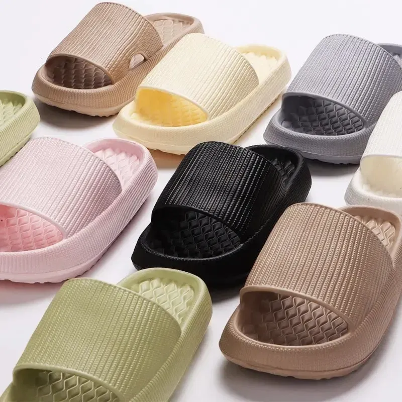 Shoe Size: 38, Color: Khaki - New EVA House Anti-Skid Slipper for Women and Men, 4CM Thick Sole and Cloud-Like Feeling