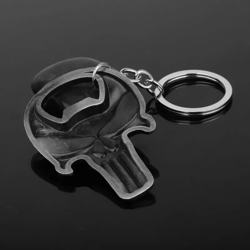 Color: black - Skull Beer Bottle Opener Keychain Practical Ornaments Pendant Zinc Alloy Openers Gifts Gold Silver Kitchen Tools Accessories
