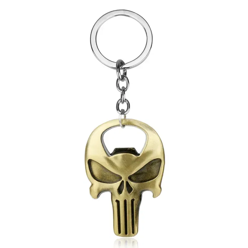 Color: black - Skull Beer Bottle Opener Keychain Practical Ornaments Pendant Zinc Alloy Openers Gifts Gold Silver Kitchen Tools Accessories