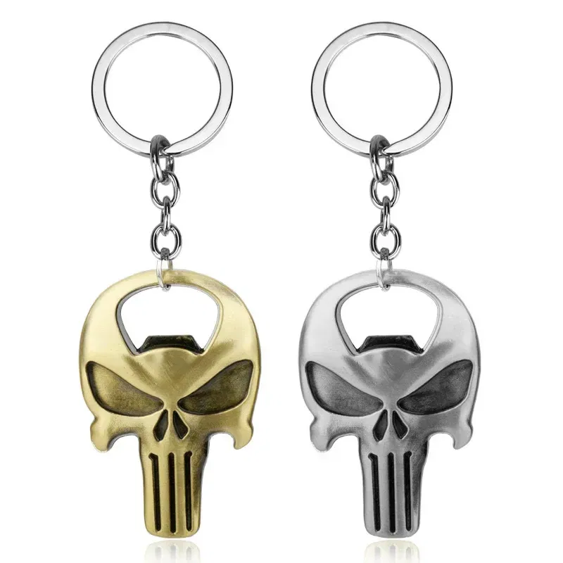 Color: black - Skull Beer Bottle Opener Keychain Practical Ornaments Pendant Zinc Alloy Openers Gifts Gold Silver Kitchen Tools Accessories