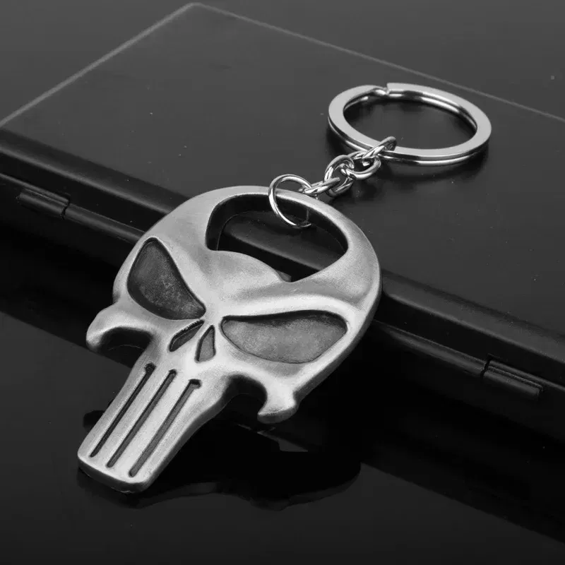 Color: black - Skull Beer Bottle Opener Keychain Practical Ornaments Pendant Zinc Alloy Openers Gifts Gold Silver Kitchen Tools Accessories