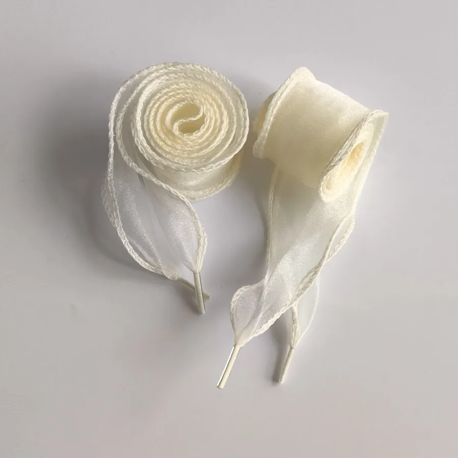 Color: Red, Length: 120cm - 4cm Wide Festoon Fishtail Organza Shoelaces Wave Chiffen Fall Winer Bow Laces Beauty White Casual Sneaker DE Training Shoes Lace