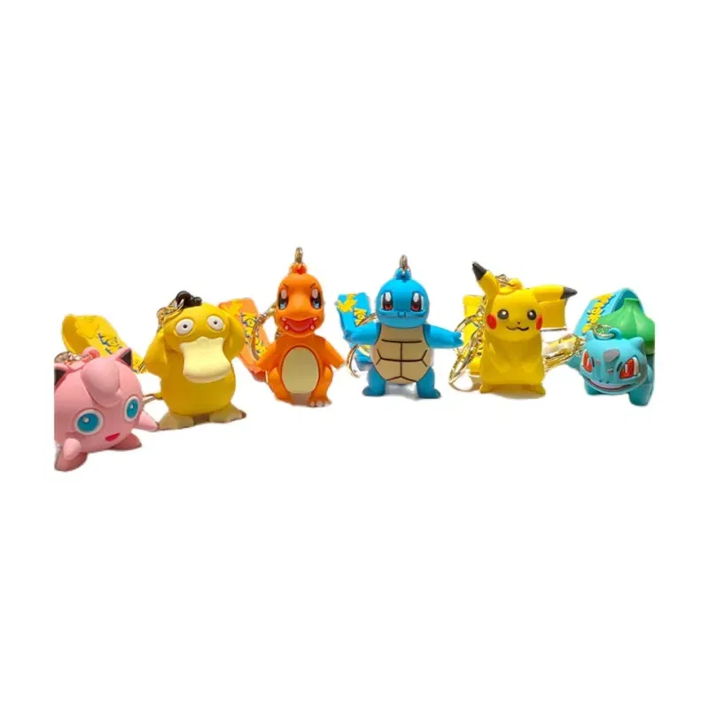 Color: Green, Size: 12cm - Pokemon Keychain Batch Pendant Pokemon Keyring Cute Pikachu Doll Bag Car Pendant for Birthday Kids Gift Toys Charm Bulk Gourd