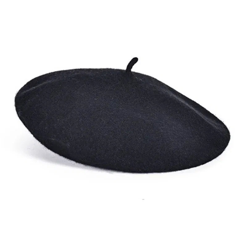 Color: black - Women Berets French Artist Style Warm Winter Beanie Versatile Hat Retro Plain Beret Solid Color Elegant Lady Girls Painter Hat