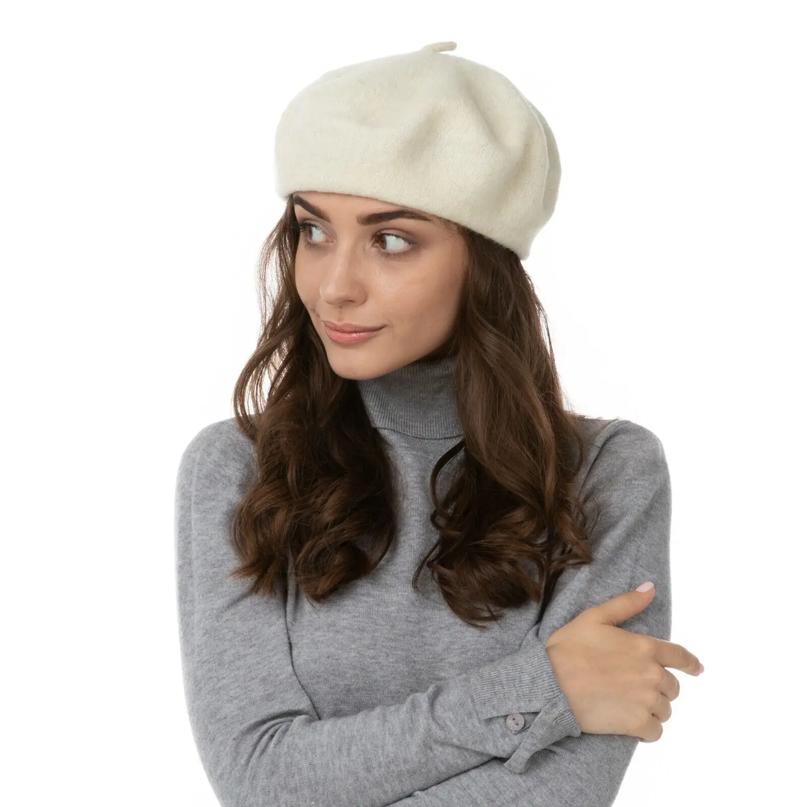 Color: black - Women Berets French Artist Style Warm Winter Beanie Versatile Hat Retro Plain Beret Solid Color Elegant Lady Girls Painter Hat