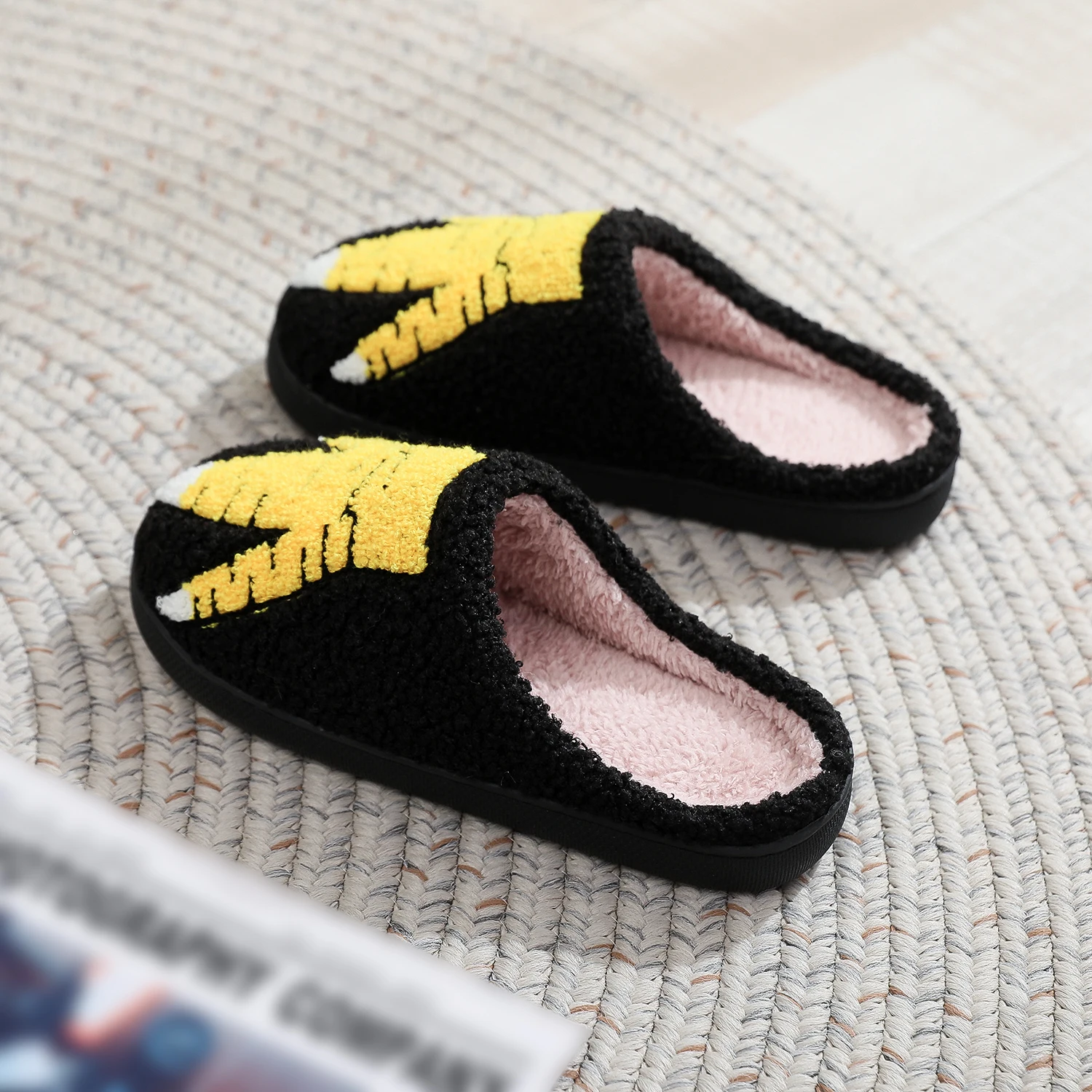 Color: black, Shoe Size: 40 - Winter stuffed Shoes Funny Chicken Claw stuffed Shoes Thick stuffed Thick Bottom Lightweight Fur Slippers