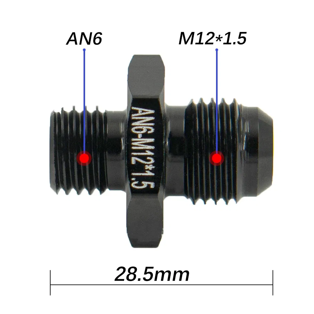 Color: Red - Aluminum Straight Adapter Oil Cooler Fitting AN6 An10 To 1/2 3/8 1/4 Npt M10 M12 M14*1.5,an8 To M12*1.5 AN10-AN12