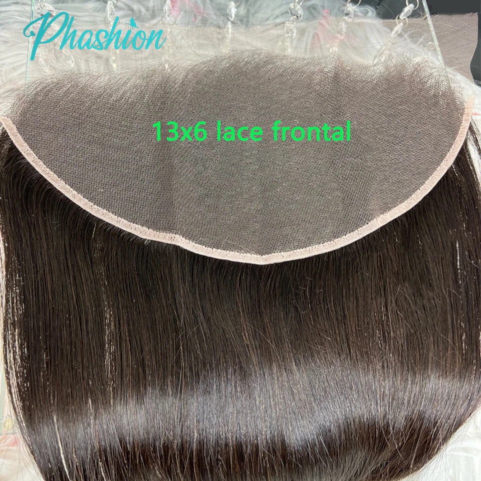 Color: Natural Color, Stretched Length: 28inches - Phashion 26 28 Inch13x6 Lace Frontal Straight Pre Plucked Swiss HD Transparent Full Front Only Natural Black 100% Human Hair