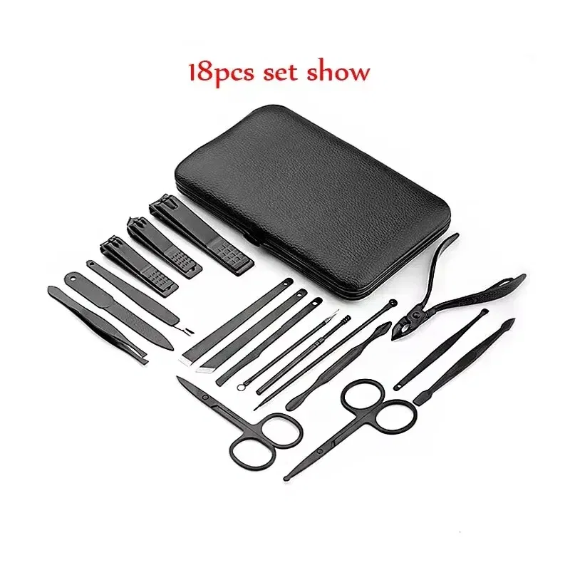 Color: WHITE - Home Nail Clipper Set of 19 Pieces Large Size Dead Skin Pliers Diagonal to Remove Dead Skin Small Eyebrow Clipper Leather Sleeve