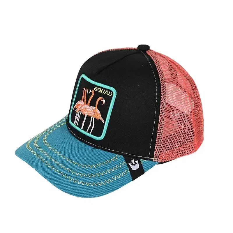 Color: Dark Khaki - Baseball Caps Men Women Snapback Hip Hop Cap With Fashion Animals Embroidery Summer Breathable Mesh Trucker Caps Streetwear Bone