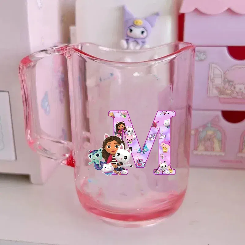 Color: Orange, Size: Other - Gabby Dollhouse Letter A-Z Print Water Cup ABS Tooth Brushing Cups Anime Kawaii Cat Kids Toothglass Cups Kids Birthday Gift