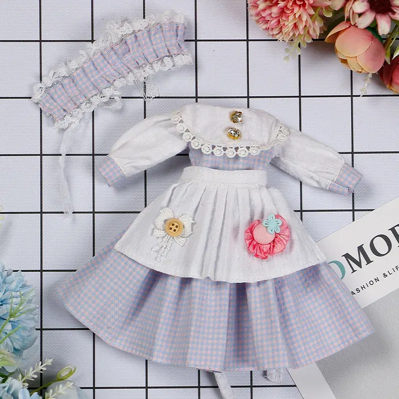 Color: Blue - 30CM BJD Doll Clothes Girl Dress Up Makeup DIY Toys  Accessories Dress Princess Doll House Set Children Humanoid Doll Girl Gifts