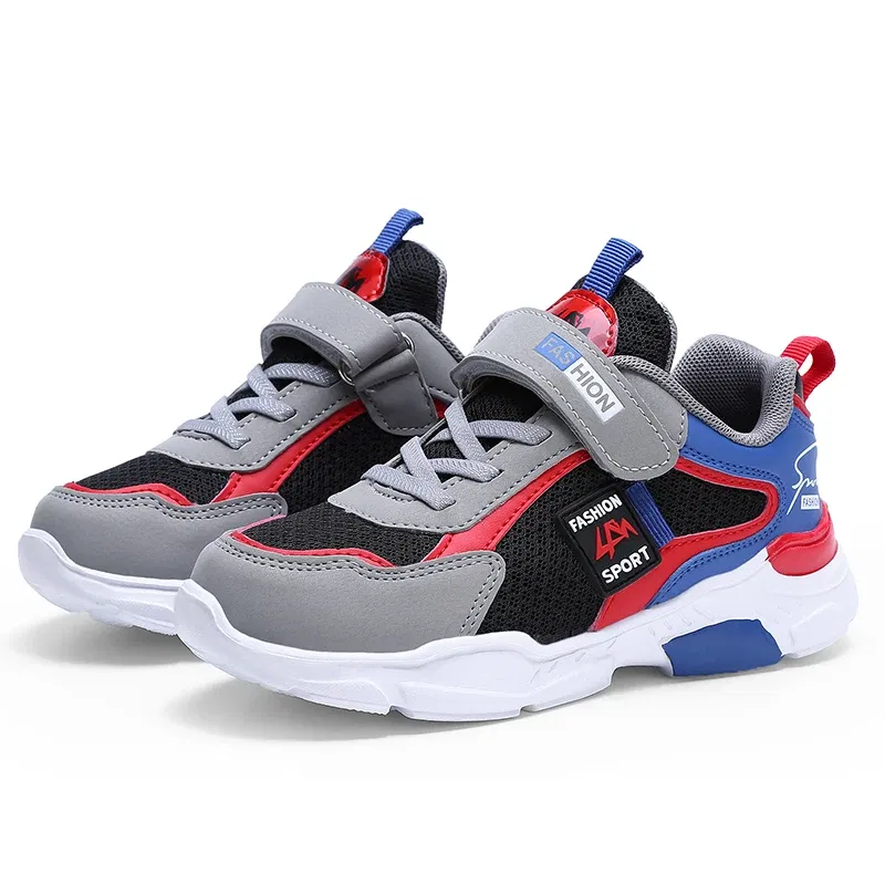 Color: Blue, Shoe Size: 38 - Children Casual Shoes for Boys Breathable Sneaker Summer Air Mesh Kids Hook&Loop Students School Shoe Size28-40