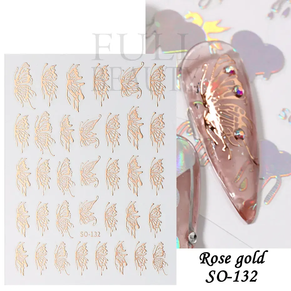 Color: Grey green - Sliver Stars Nails Stickers 3D Bronzing Laser White Cross Starlight Glossychic Y2k Stylish Adhesive Manicure Decorations SO-167