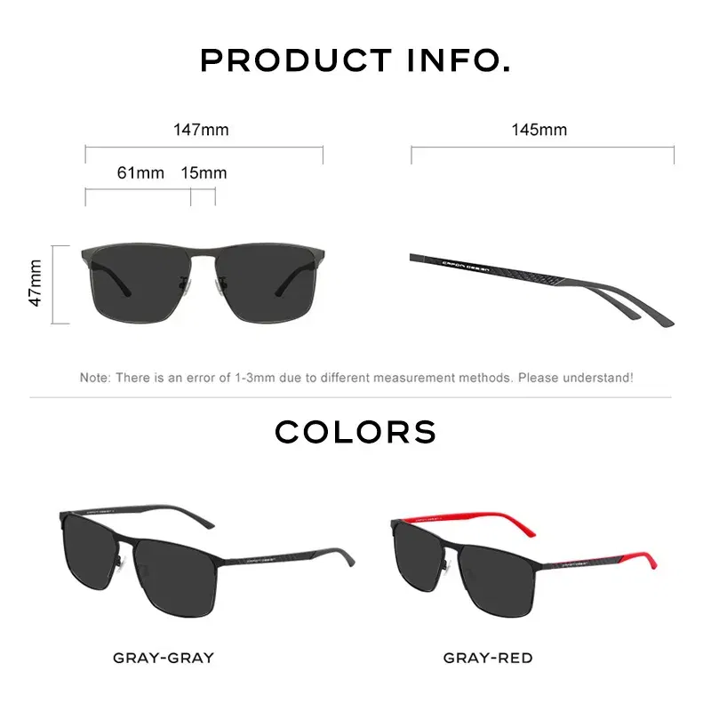 CAPONI Carbon Fiber Sunglasses Men Polarized Driving Outdoor Sun Glasses UV400 Protect Original Brand Designer Shades CP28964