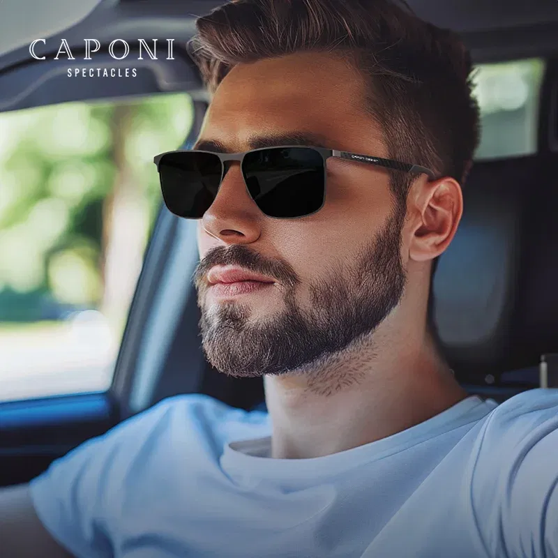 CAPONI Carbon Fiber Sunglasses Men Polarized Driving Outdoor Sun Glasses UV400 Protect Original Brand Designer Shades CP28964