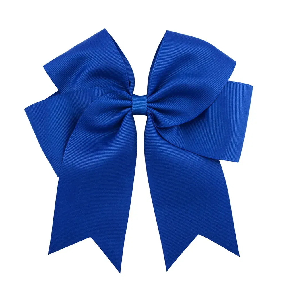 Color: GRAY - 6 Inches Colorful Elegant Hair Bows With Clip Kids Girls Grosgrain Ribbon Hair Clip Hairgrips Headwear Baby Hair Accessories