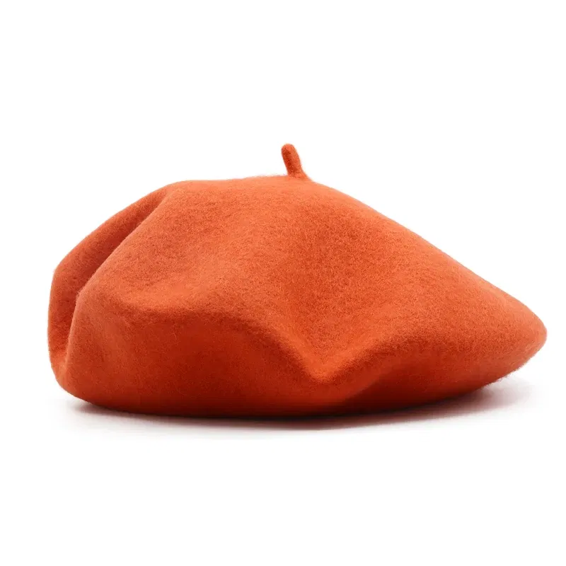 Color: Pink, Hat Size: One Size - Wool Thick  Berets Artist French Beret Women Painter Hat Girls Female Warm  Walking Cap