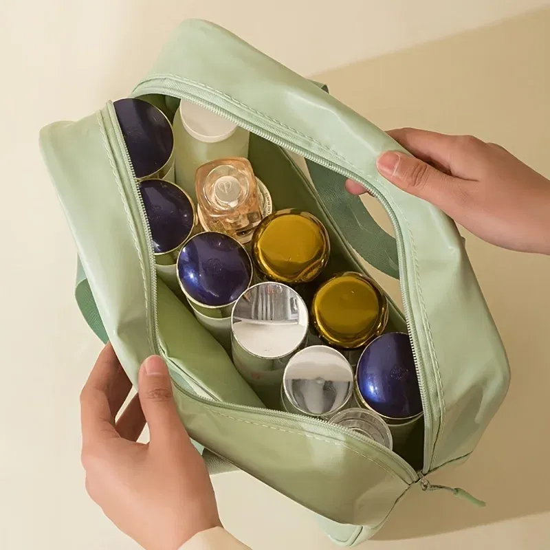 Color: Blue, Ships From: CHINA - 3 Pcs Portable Transparent Cosmetic Bag Set, Makeup Organizer Bags With Zipper And Handle, Fashionable Women's Travel Toiletry