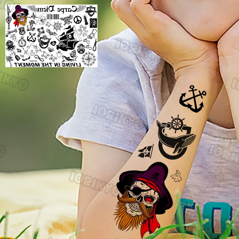 Color: PURPLE - Funny Whale Tree Temporary Tattoo For Child Boy Face Neck Girls Son Daughter Fake Moon Tattoos Sticker Cartoon Transfer Tatoos