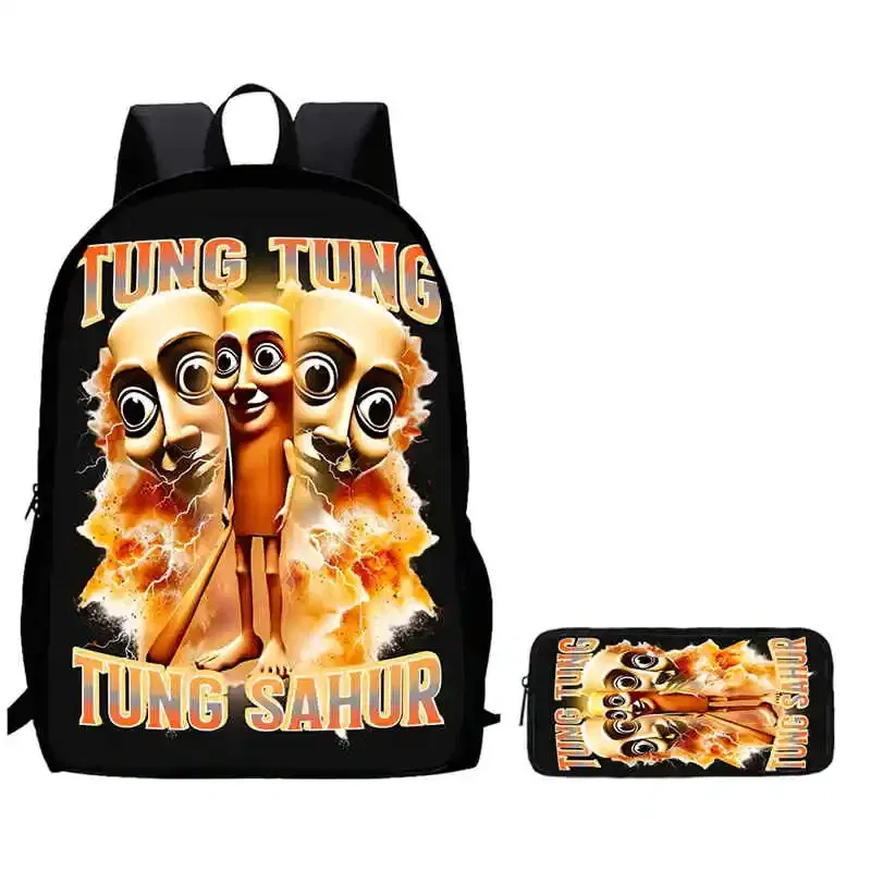 Color: GRAY, Ships From: CHINA - 2Pcs Set School Backpack for Age 5-10,Light Weight Kids Backpack,Cartoon BrainRot Printed School Bags for Boys Girl,Best Gift