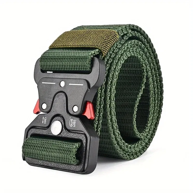 Color: green, Belt Length: 125cm - Men's Belt Outdoor Multi Function Belt High Quality Canvas For Nylon Male Luxury Belts Women's Sports Jeans Belt Neutral Belts