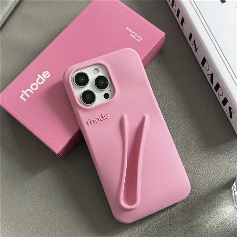 Color: Salmon Pink, Compatible-Phone Models: For iPhone 11 Pro Max - New Rhode Lipstick Soft Silicone Phone Case for iPhone 16 15 14 13 12 11 Pro Max Plus Portable Lip Gloss Holder Cover with Box