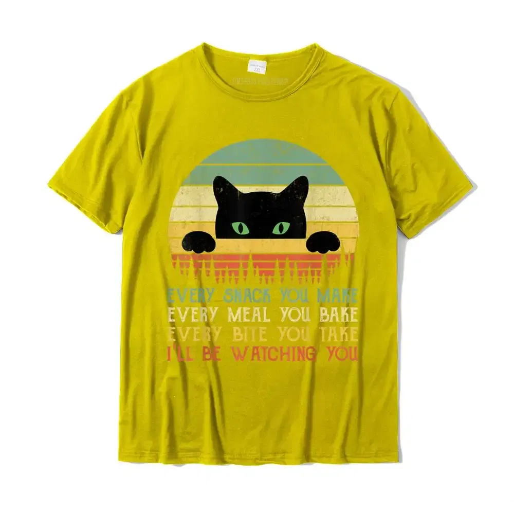 Color: Yellow, Size: XXXL - Every Snack You Make Cat Funny Cat Mom Cat Mama Cat Dad T-Shirt Cotton T Shirts For Men Custom T Shirt Rife Printed