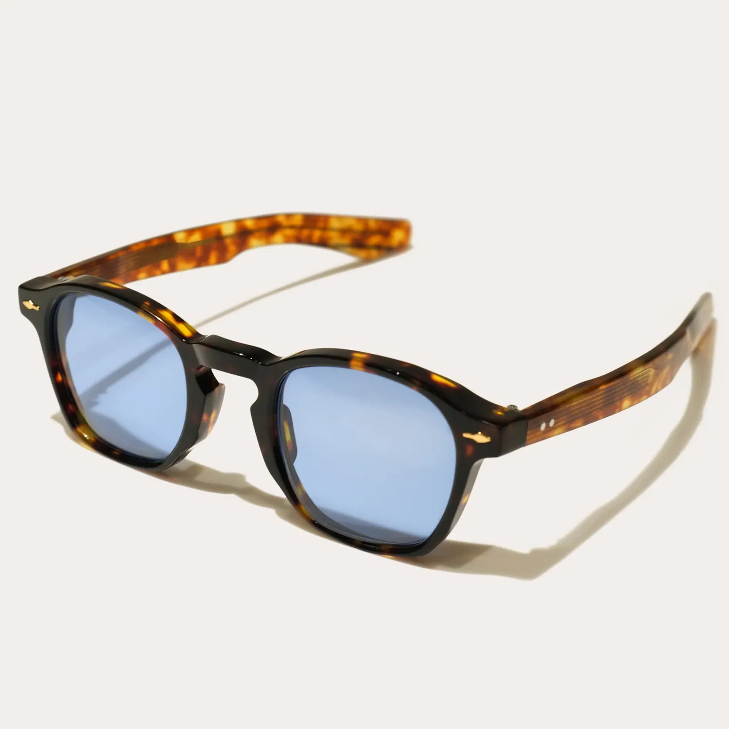 Jacques Brand Thick Acetate Square Men's Sunglasses Women's UV400 Anti-Ultraviolet Sun Glasses Top Quality Frame Blue Green Lens